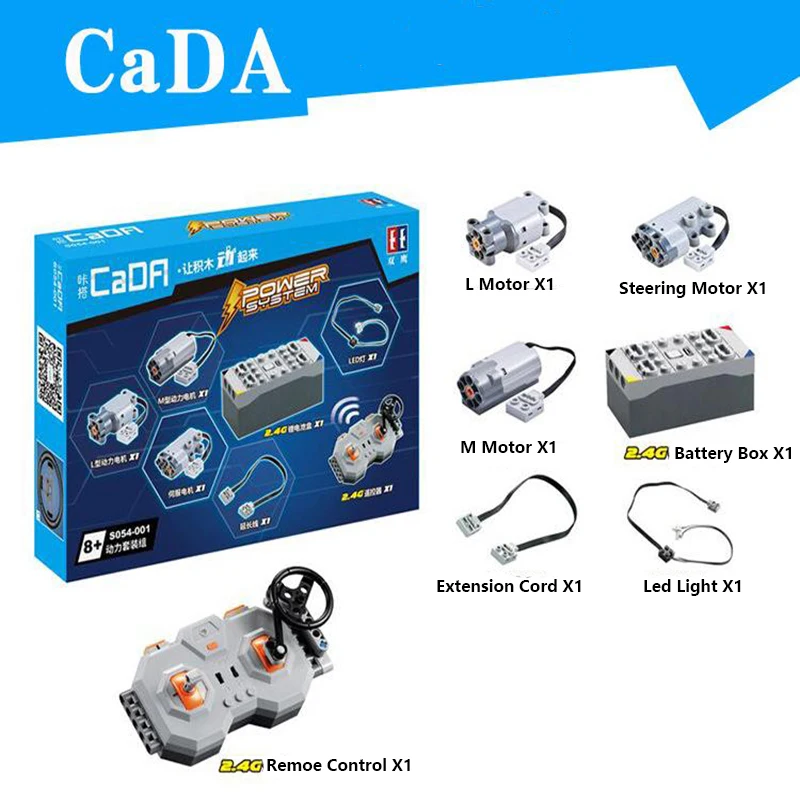 CADA S059 001 Power Function Motor Engine Compatible Moc Car 20086 20001 42083 42056 App Remote Control Battery Box Led Light