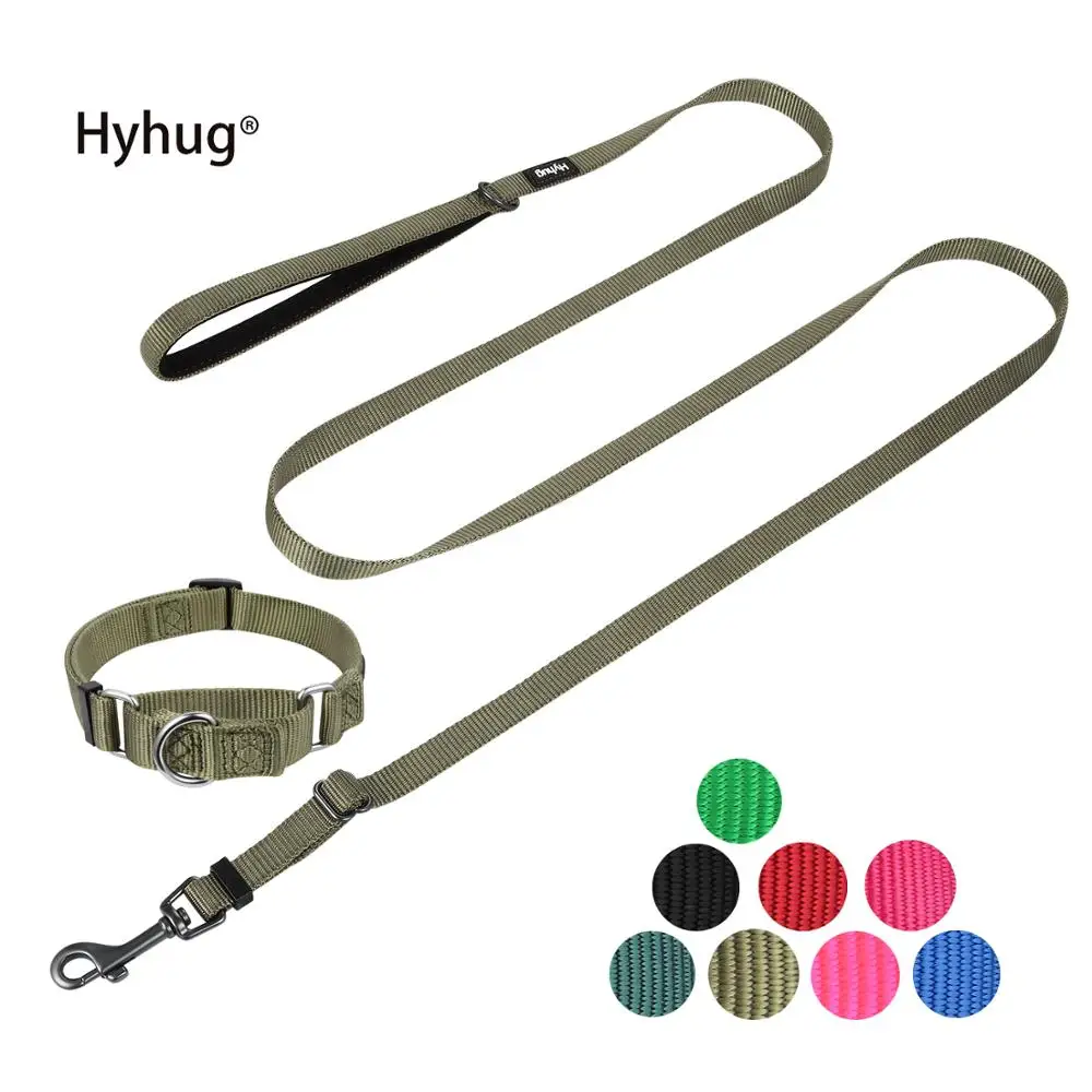 

Hyhug Pets Nylon Dog Collar and Leash Set Combo Safety Set for Daily Outdoor Walking Running Training Small Medium Large Dogs