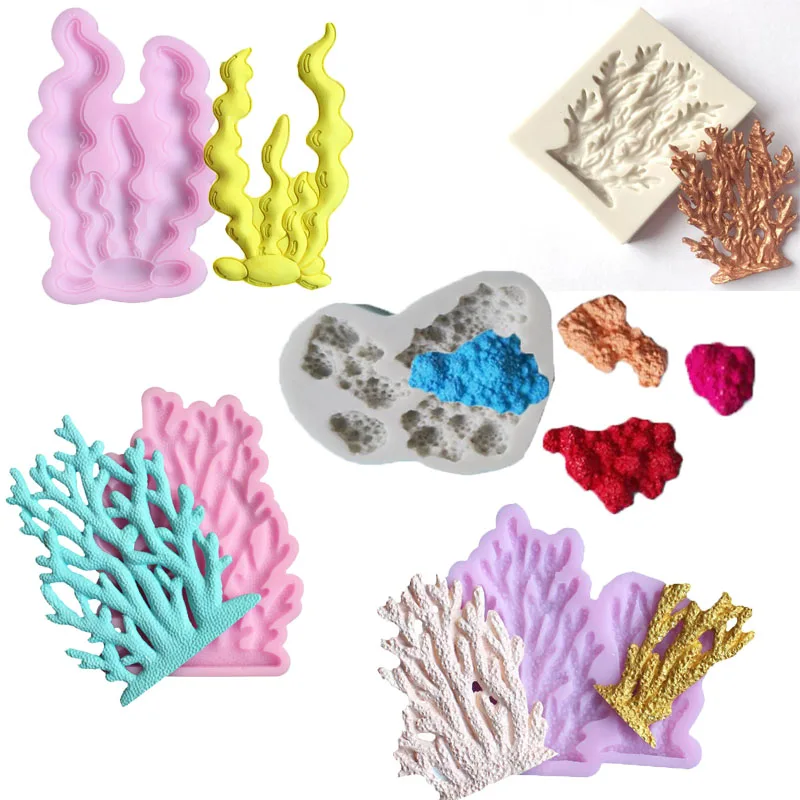 1PCS Coral, seaweed, coral reef Mould Cake Side silicone cake fondant mold cake decorating tools soap mold