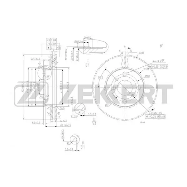 Диск торм. перед. Toyota Corolla(E100) 91-(E110) 95 ZEKKERT b