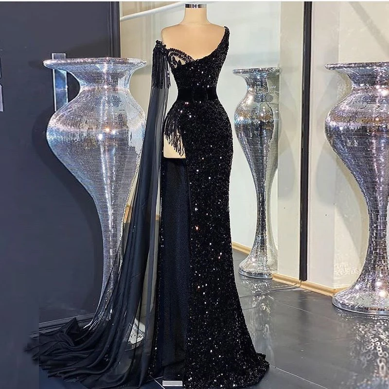 

C сексуальным вырезом, платья для выпускного вечера vestidos Формальное арабское одеяние высокое Разделение платья без рукавов; Платья на торжество; Платья для праздника вечерние платье Русалка вечернее платье