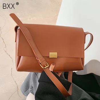 

[BXX] Simple PU Leather Crossbody Bags for Women 2020 High Quality Cross Body Brand Designer Shoulder Bag Luxury Handbags HP126