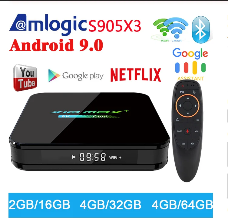 King ip tv X10 MAX+ ТВ-приставка Android 9,0 4 Гб 64 Гб Amlogic S905X3 ТВ-Приставка Смарт-медиаплеер двойной WiFi Bluetooth 8K ТВ-приставка