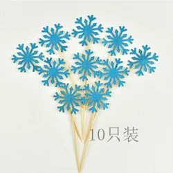 10pcs/lot Cute SnowFlake Cartoon Cupcake Topper Cake Flags For Wedding Birthday Party Baby Shower Decoration Supplies