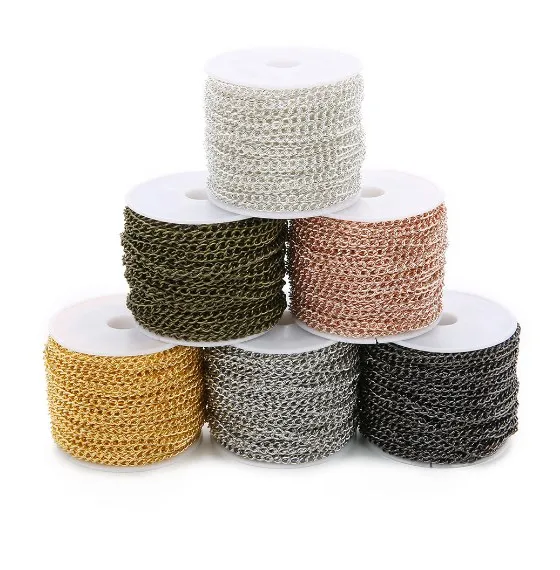 10 Yard/Roll 3*4Mm Ferro O Catene Sfuse Colore Acciaio Per Gioielli Fai Da Te Catena Fare Artigianato Dt4S