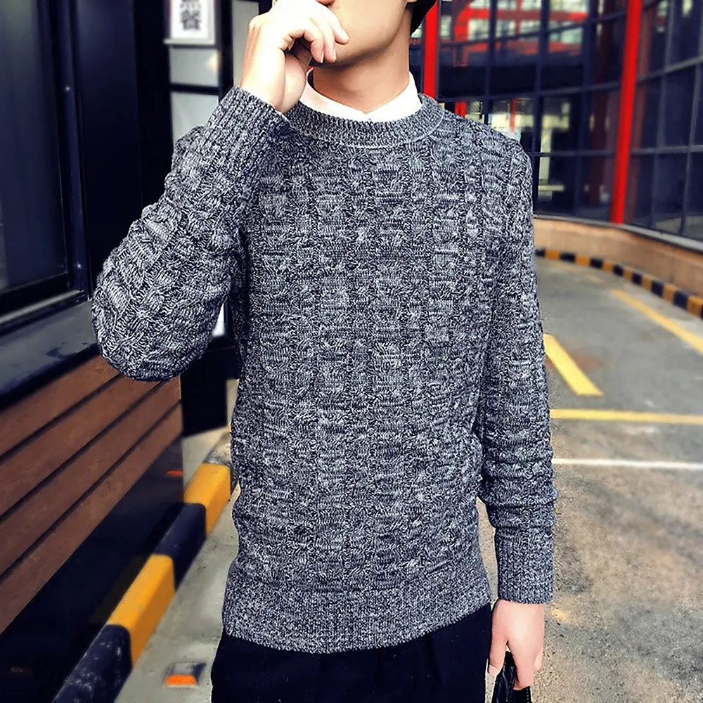 Новые корейские серые свитера и пуловеры, мужской вязаный свитер с длинным рукавом, высококачественные зимние пуловеры, мужские теплые темно-синие пальто 3xl