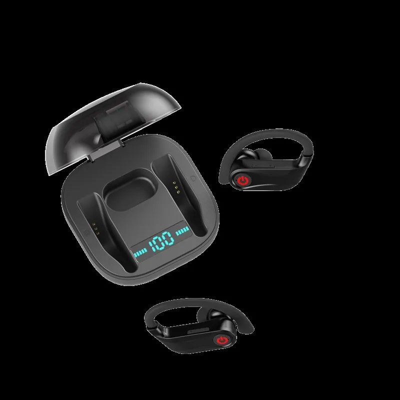 Новинка, Bluetooth гарнитура, 5,0, беспроводная, Спортивная, водонепроницаемая, ушной крючок, Bluetooth наушники с цифровым дисплеем, зарядная коробка, высокое качество
