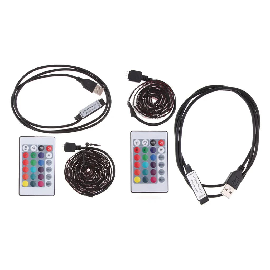 2 Pieces LED Light Strip LED RGB Strip Car Interior Atmosphere Lights Light USB LED Strip for Car TV Home