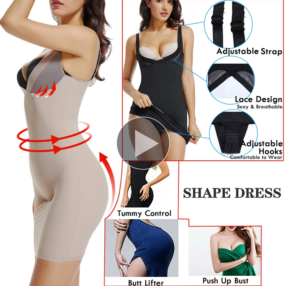 Bodi vestido elástico esculpido para mujer, ajustados con tirantes, entrenador de cintura, ropa interior, corsé, bragas|Bodis| -