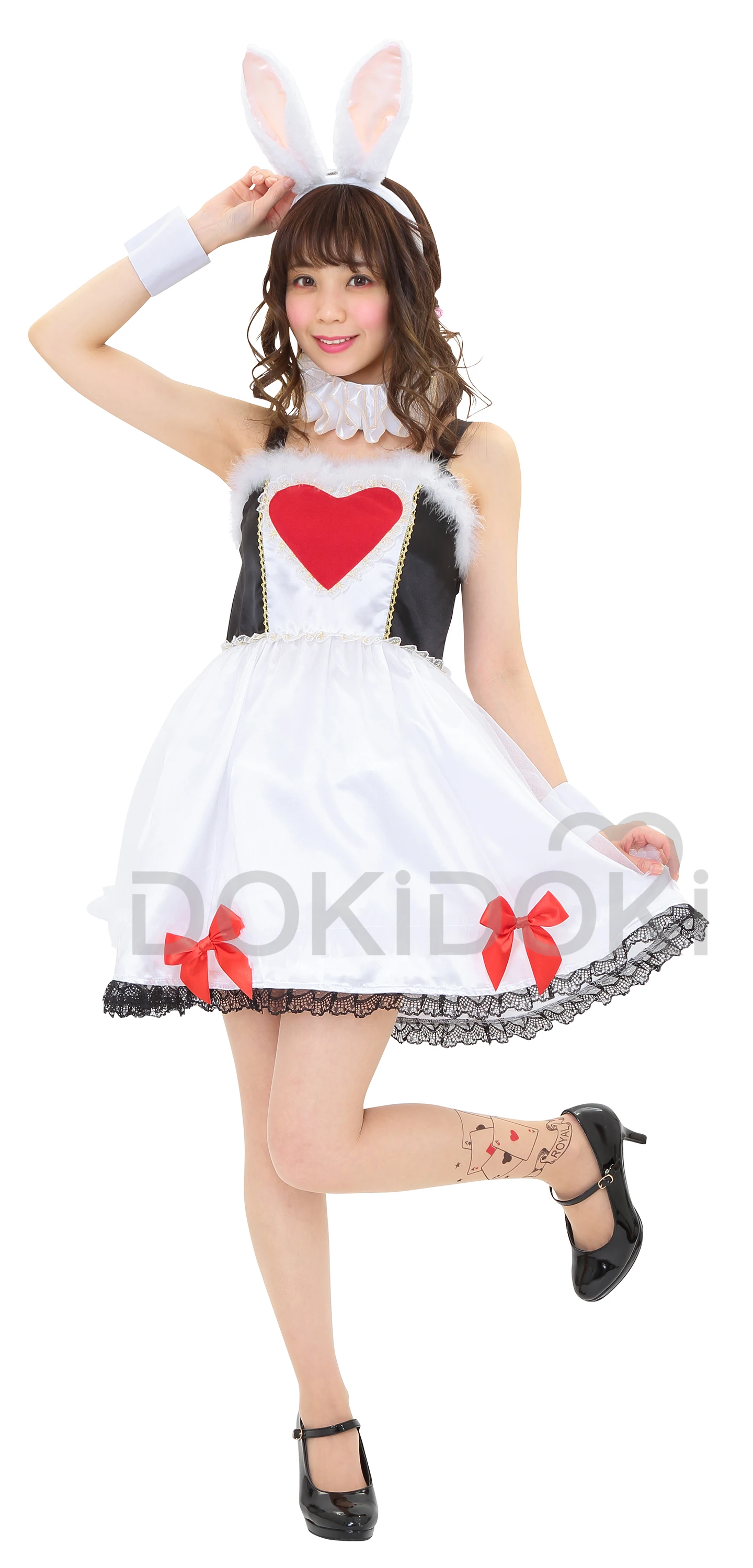 DokiDoki Хэллоуин Косплей Костюм для женщин кролик Девушка Платье милое белое платье для женщин Хэллоуин Косплей Костюм
