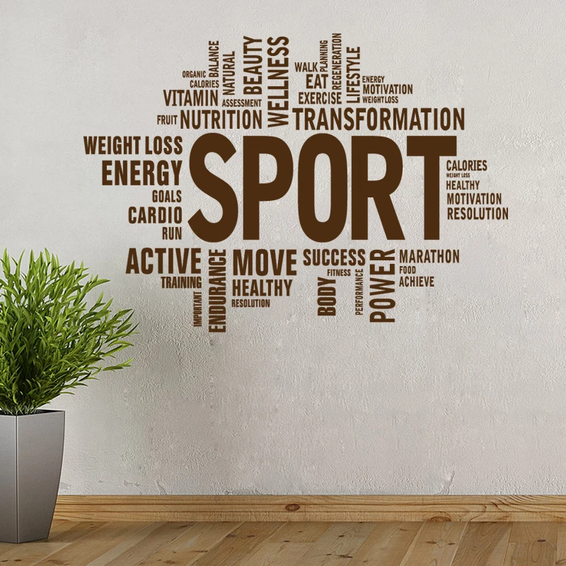 Fitness Decal Gym Sticker Body-building Posters Vinyl Wall Decals Mural Crossfit Muscle | Дом и сад