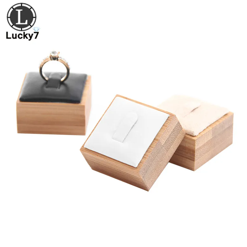 

Bamboo Wood Rings Pendant Display PU Velvet Jewelry Display Stand Holder Jewelry Organizer Tray Pendant Organizer Tray Ring Rack