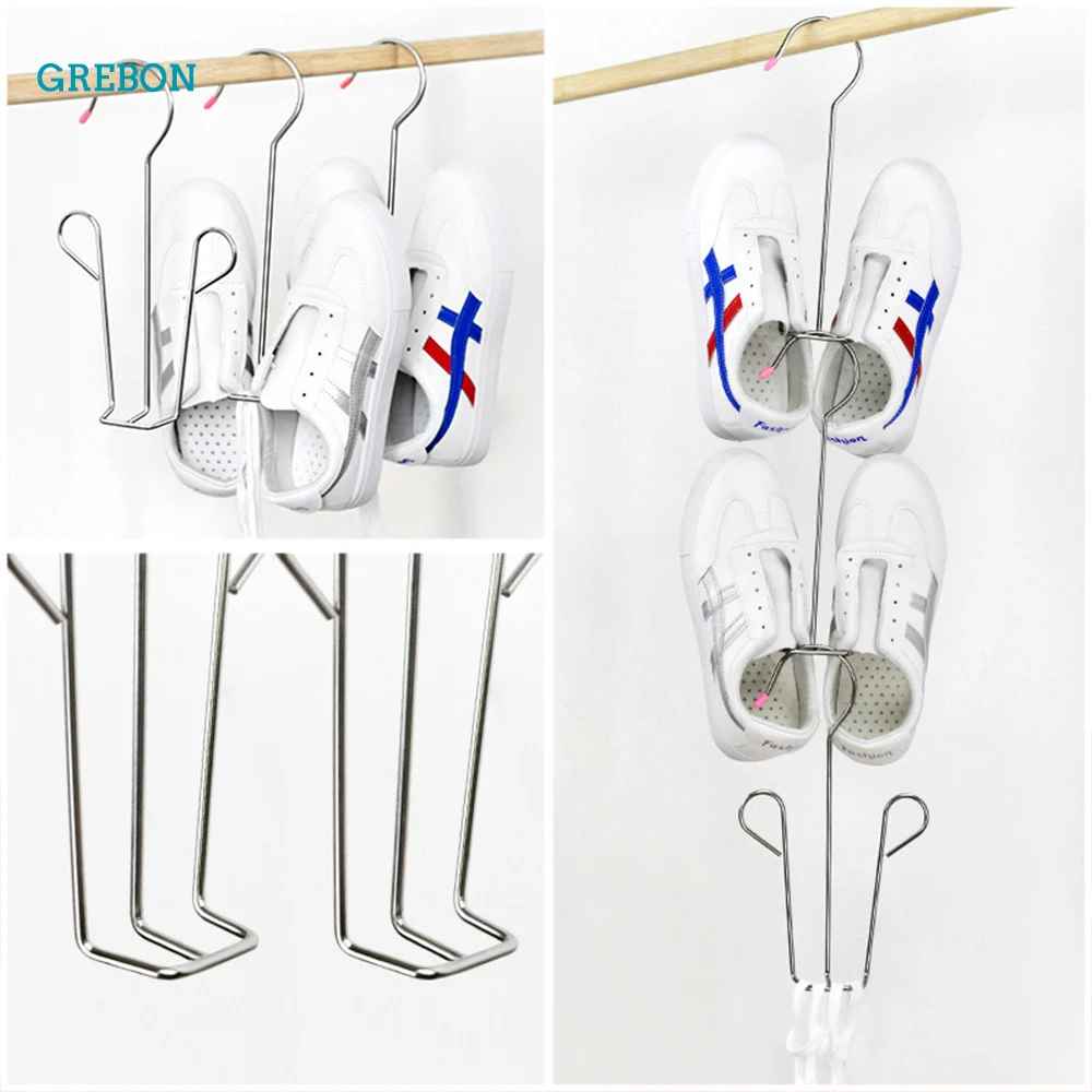 Shoes Hanging Rack Shoes Drying Hanger Multifuntion Stackable Shoe Shelf Stand For Footwear Creative Shoe Storage Organizer Hook