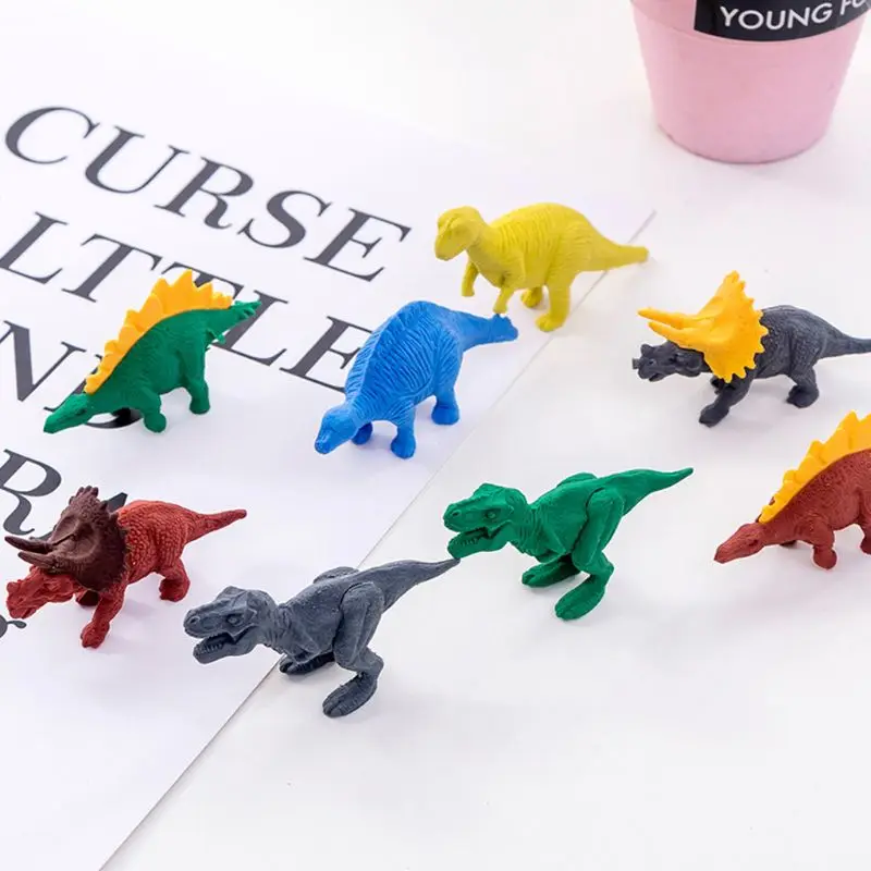 4pcs/pack Kawaii Rubber Eraser Creative Cartoon Dinosaur Shaped Stationery Student Children Kids Gift