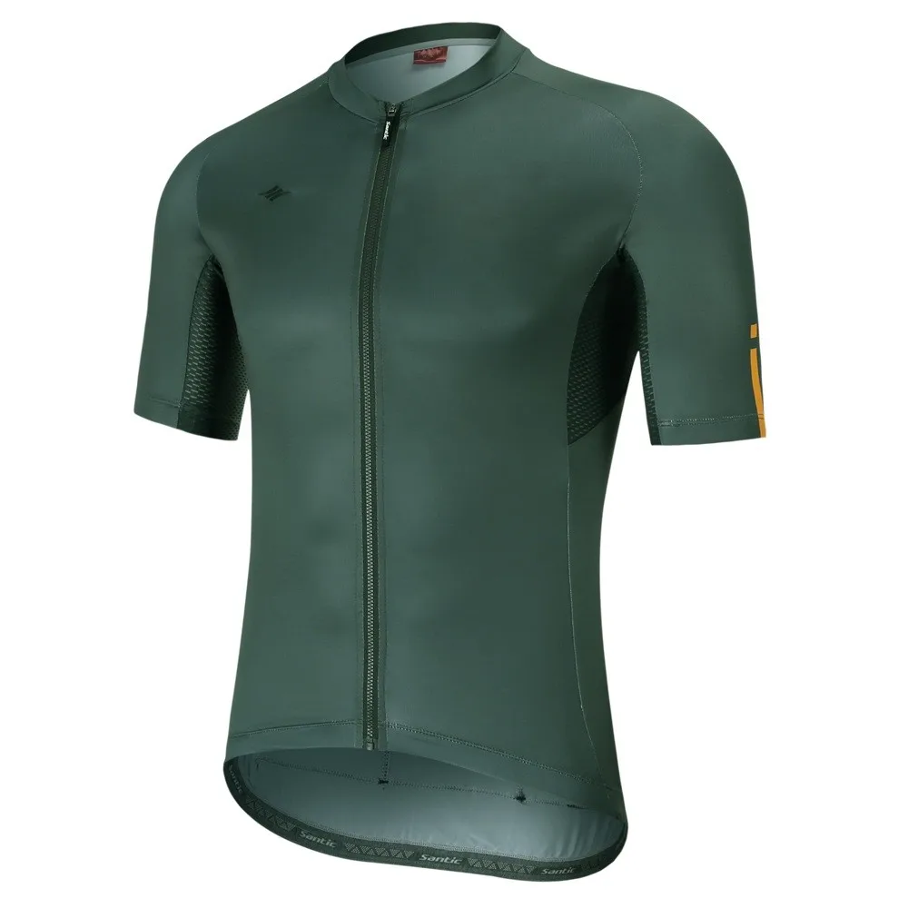 thumbnail image 1 of Santic - Maillot de ciclismo para hombre, camiseta de montaña, manga corta, cremallera completa, camisetas de verano para bicicleta de carretera, ropa de ciclismo para equipos profesionales, talla asi, 1 of 5