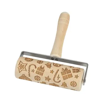 

Practical Print Rolling Pin Roller Kitchen Tools Dough Pastry Christmas Elk for Household Kitchen Convenient Part