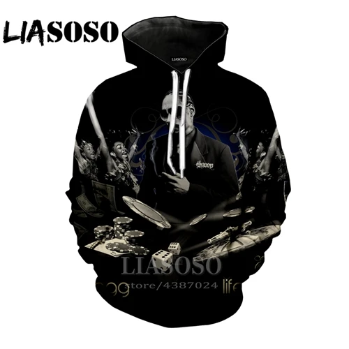 LIASOSO 3D принт для мужчин/женщин Snoop Dogg толстовки хип-хоп толстовка модные Джемперы