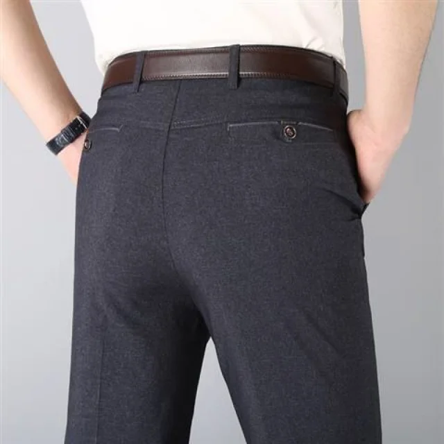 Spring Autumn New Men's Business Casual Pants Fashion Solid Gentle Thicken Trousers Male Brand Suit Pant Black Blue Gray Pant 6