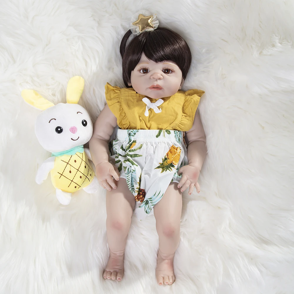 55 см полностью силиконовая кукла Reborn Baby Doll игрушка Bebe Reborn 22 дюйма новорожденная девочка принцесса младенцы кукла Купание игрушка детский подарок