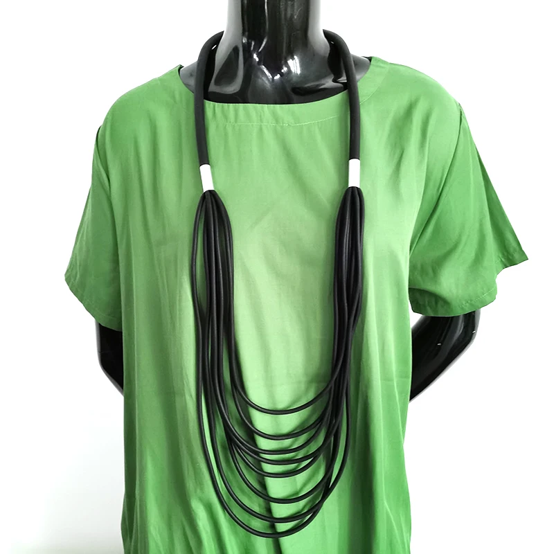 

YD&YDBZ Black Long Style Rubber Sweater Chain Necklaces Gothic Hyperbole Handmade Rubber Rope Pendant Necklace Jewelry Wholesale