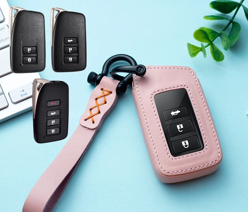 A key pink Автомобильный кожаный Футляр для ключей Geunine, бумажник для Lexus UX260 ES300h ES350 ES200 LS350 ES RS GS IS LX серии NX, аксессуары - Название цвета: A key pink