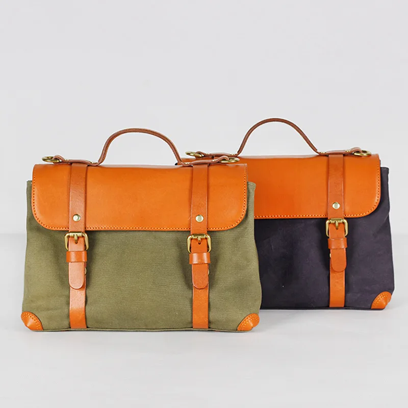 Manufacturers Wholesale New Style Japanese Style Single-shoulder Canvas Bag Contrast Color Canvas Haversack with Skeleton-skin C