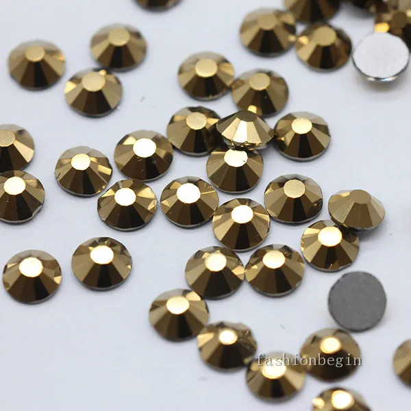 gold plated Высокое качество ss10 43-Цвет Серебряный Flatback не-горячей фиксации Хрустальные Стразы 3D дизайн ногтей украшения Блеск Ювелирные изделия из стекла и камня бусины - Цвет: gold plated