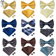 

Adjustable Bowties Self Bow Tie Set Men's 100% Silk Jacquard Woven Men Classic Bow Ties Hankerchief Cufflinks Multi-Colors Male