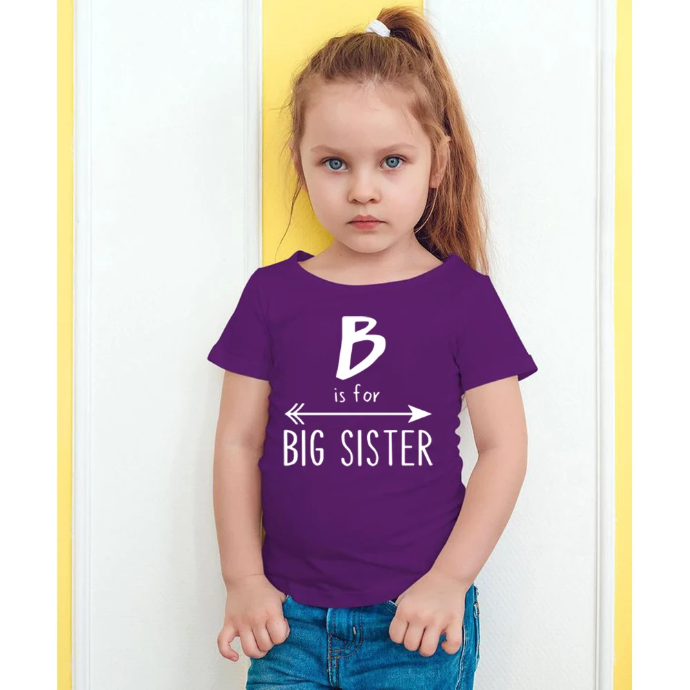 B Is for Big Sister/Забавная детская футболка с принтом для девочек футболка для девочек с надписью «Big Sisters To Be» модные футболки с короткими рукавами для малышей