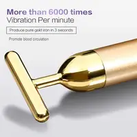 24k Gold Face Lift Bar Roller Vibration Slimming Massager Facial Stick Facial Beauty Skin Care T Shaped Vibrating Tool with Bag 3