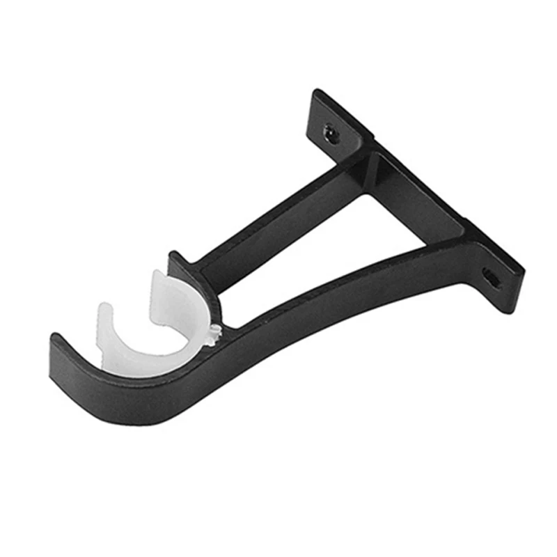 Single Curtain Rod Brackets for Drapery Rod Aluminum Alloy Heavy Duty Curtain Holders (Black) 6Pcs
