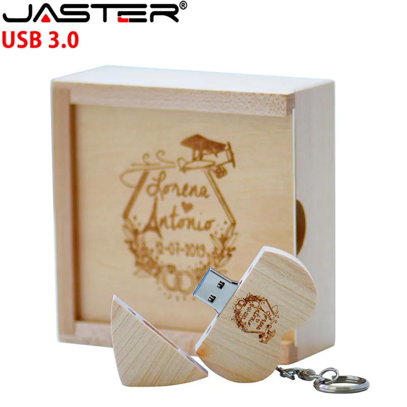 JASTER USB 3 0 флеш накопитель с деревянным сердцем + упаковка Накопителя 8 ГБ 16 32 64