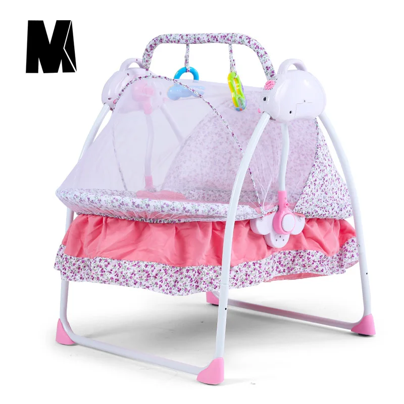 

Infant Bed Cradle Electric Intelligent Automatic Foldable Baby Infant Bassinet Newborns with Mosquito Net Cradle