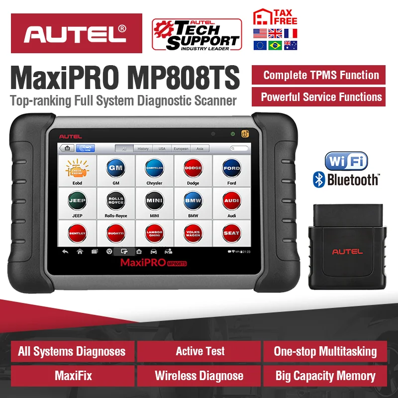 Autel MaxiPRO MP808TS диагностический инструмент Автомобильный сканер Bluetooth WIFI TPMS
