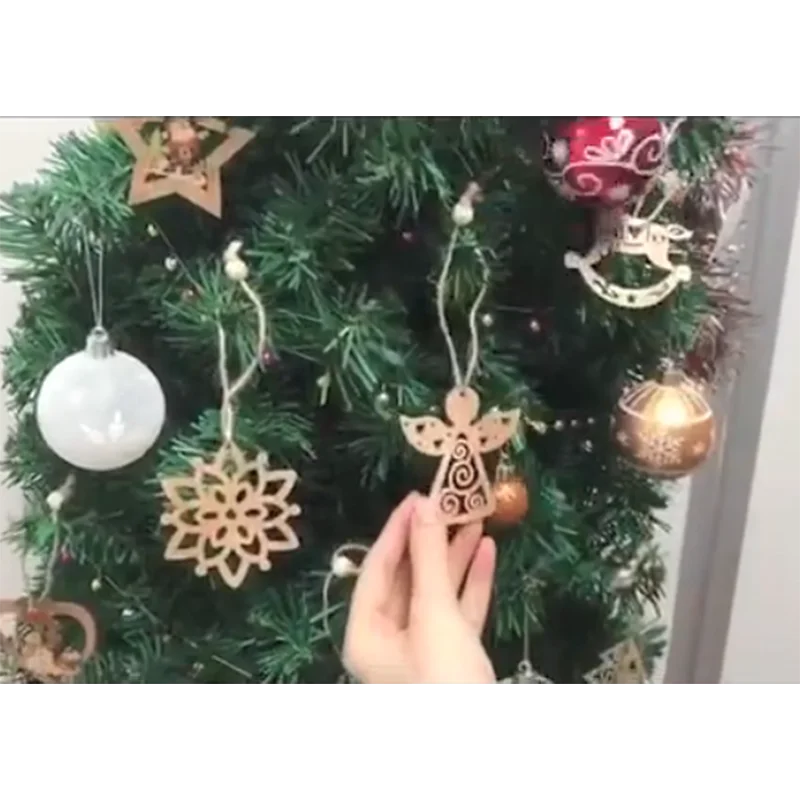 6 шт. полые снежинки животные рождественские деревянные висячие украшения для рождественской елки подвески вечерние украшения рождественские поделки