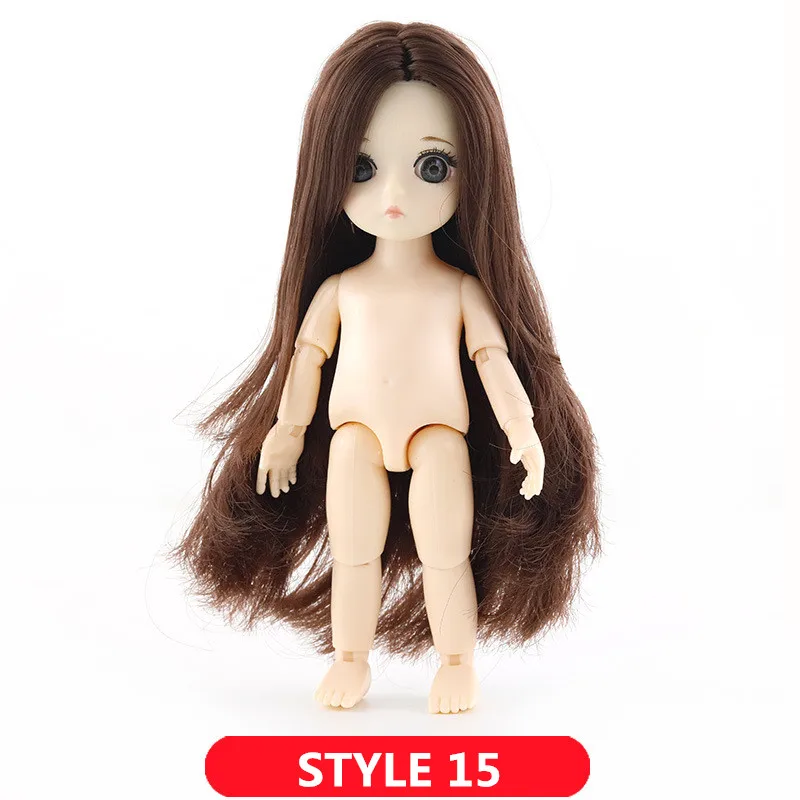 1/12 BJD куклы 13 суставов DIY милые куклы принцессы 16 см 3D глаза ручной работы оригинальные куклы для девочек игрушки для детей подарки на день рождения - Цвет: STYLE 15