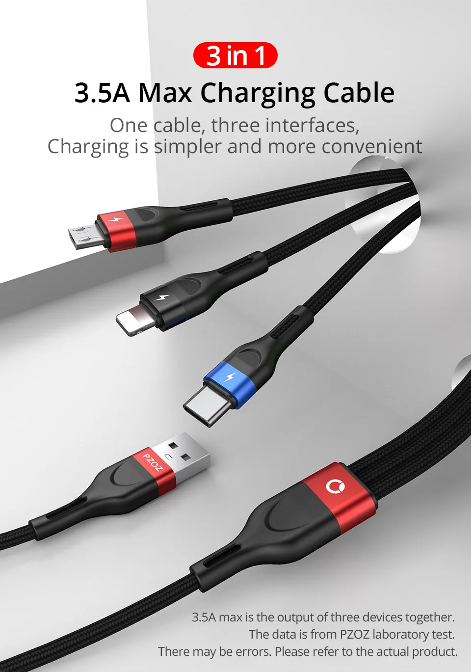 PZOZ 3 в 1 USB кабель для iphone Xiaomi Sunung Micro usb type C кабель для зарядного устройства type-c кабель для быстрой зарядки кабель для зарядного устройства