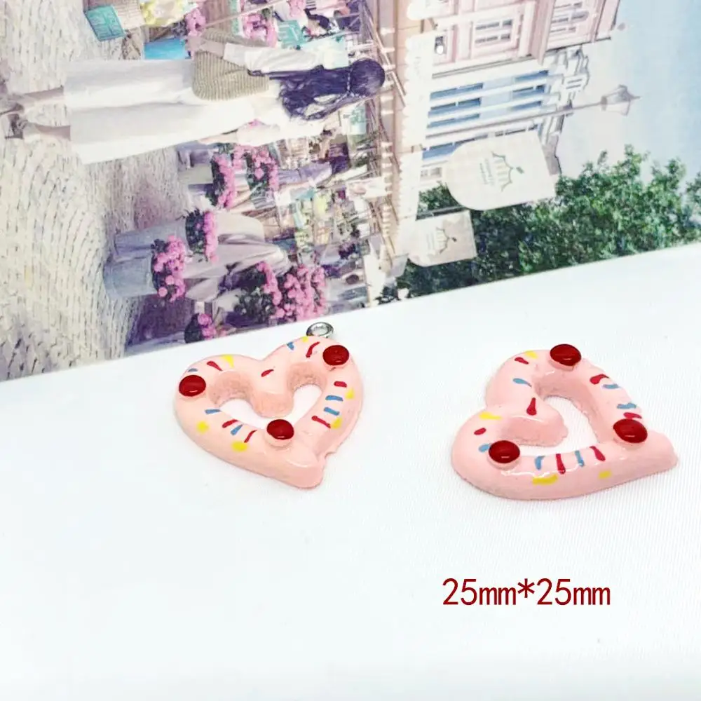 5 шт. 25 мм полимерные розовые серьги в форме сердца |