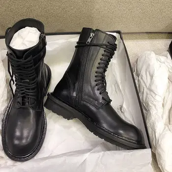 

Martin Boots Female British Style Autumn And Winter New Handsome Motorcycle Boots Black All-match Short Boots Single