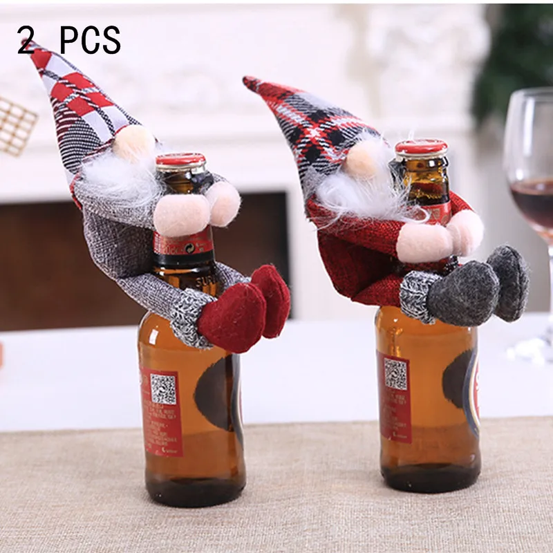 2PCS M Крышка для бутылки вина набор рождественских украшений для дома Санта Клаус Снеговик Рождественский чулок Рождество подарок Год Вечерние Декор поставки 1/2/3/4 шт - Цвет: 2PCS M