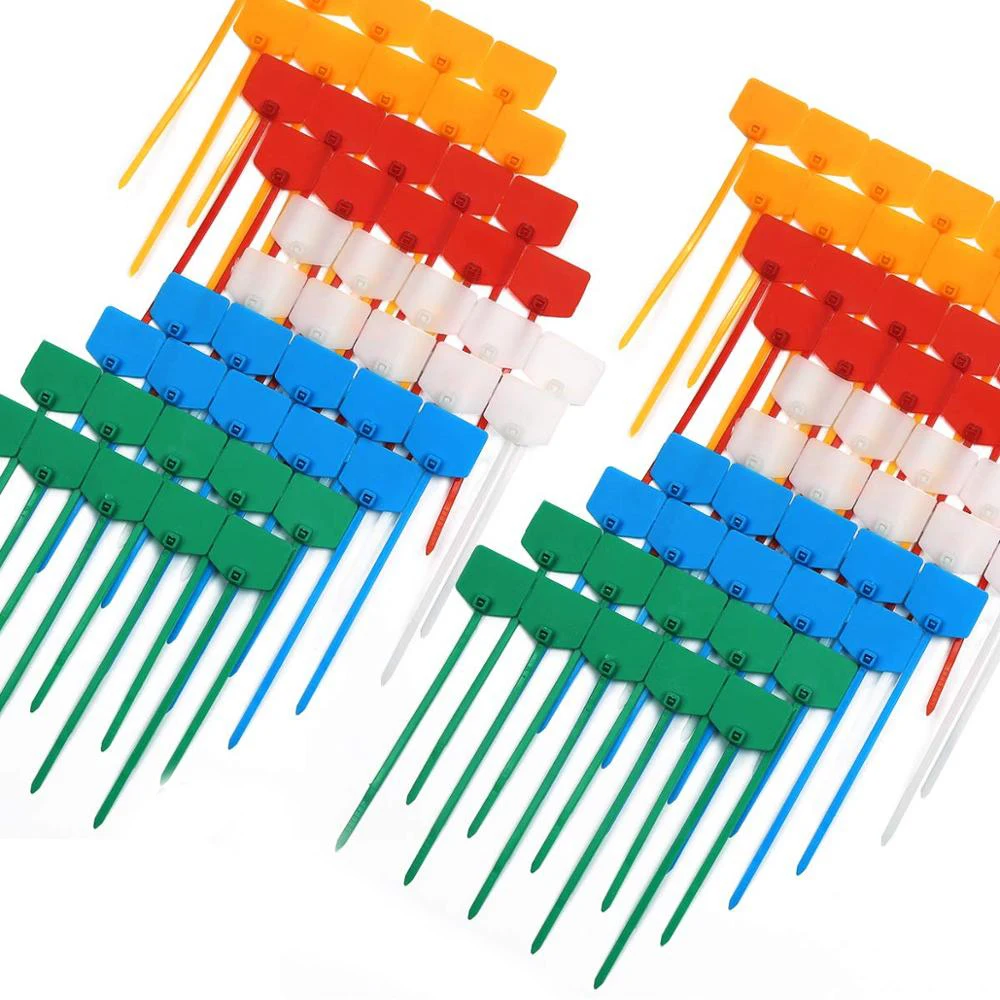 AMPCOM нейлоновые застежки кабель метка для этикетки-запись на ethernet-кабель | самоблокирующийся | Бесплатные этикетки для печати-4,72 дюймов 5 цветов