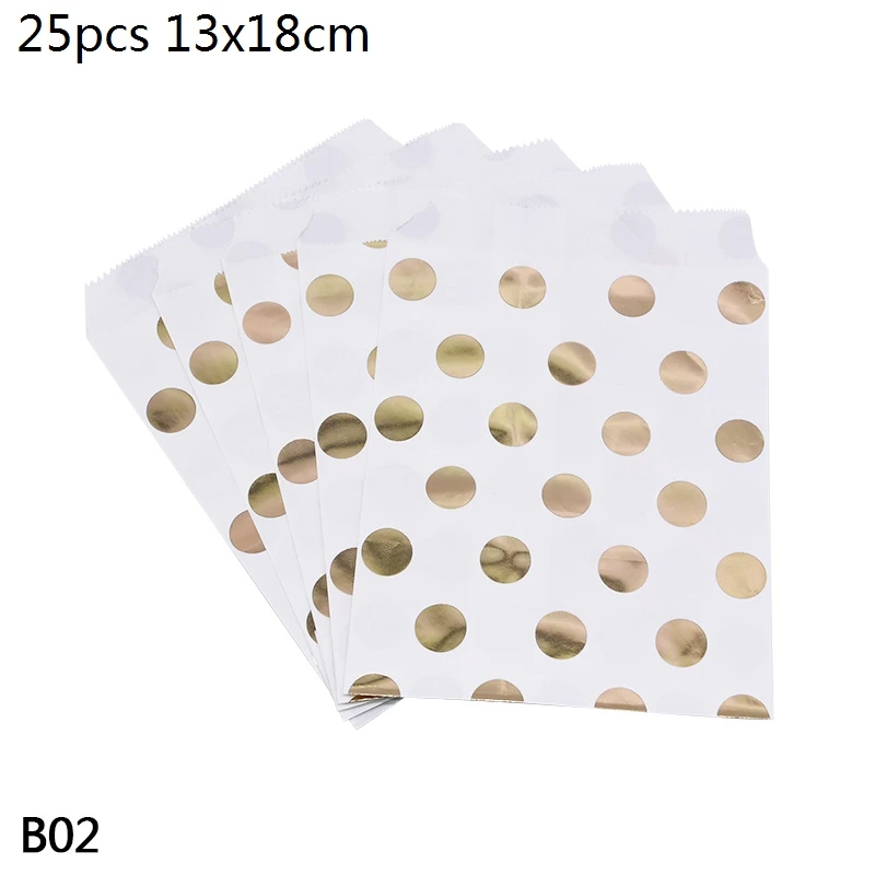 B02-25pcs gold dot Крафт-бумажные пакеты для печенья, печенья, конфет - Цвет: B02-25pcs gold dot