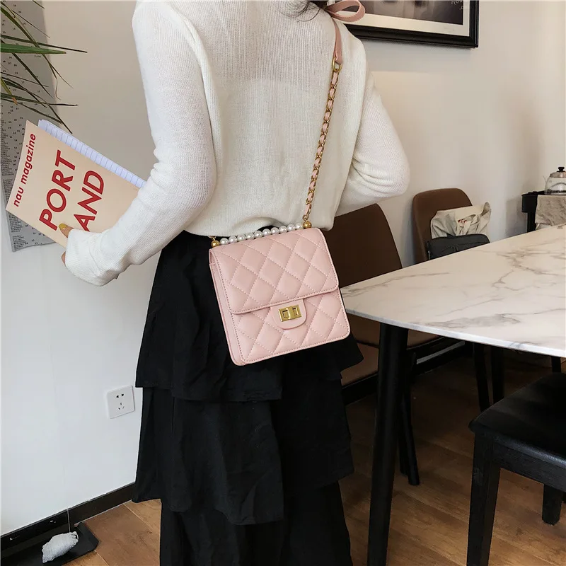 

Lattice Bag with Chain (Horizontal And Vertical-) WOMEN'S Bag New Style 2019 Korean-style Shoulder Bag Women's Versatile INS Pea