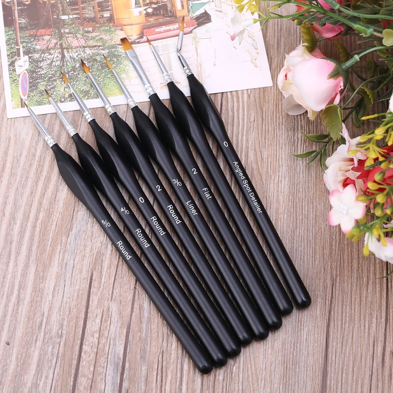 

8pcs/set Professional Nylon Brush Fine Hand Painted Hook Line Pen Watercolor Oil U4LD