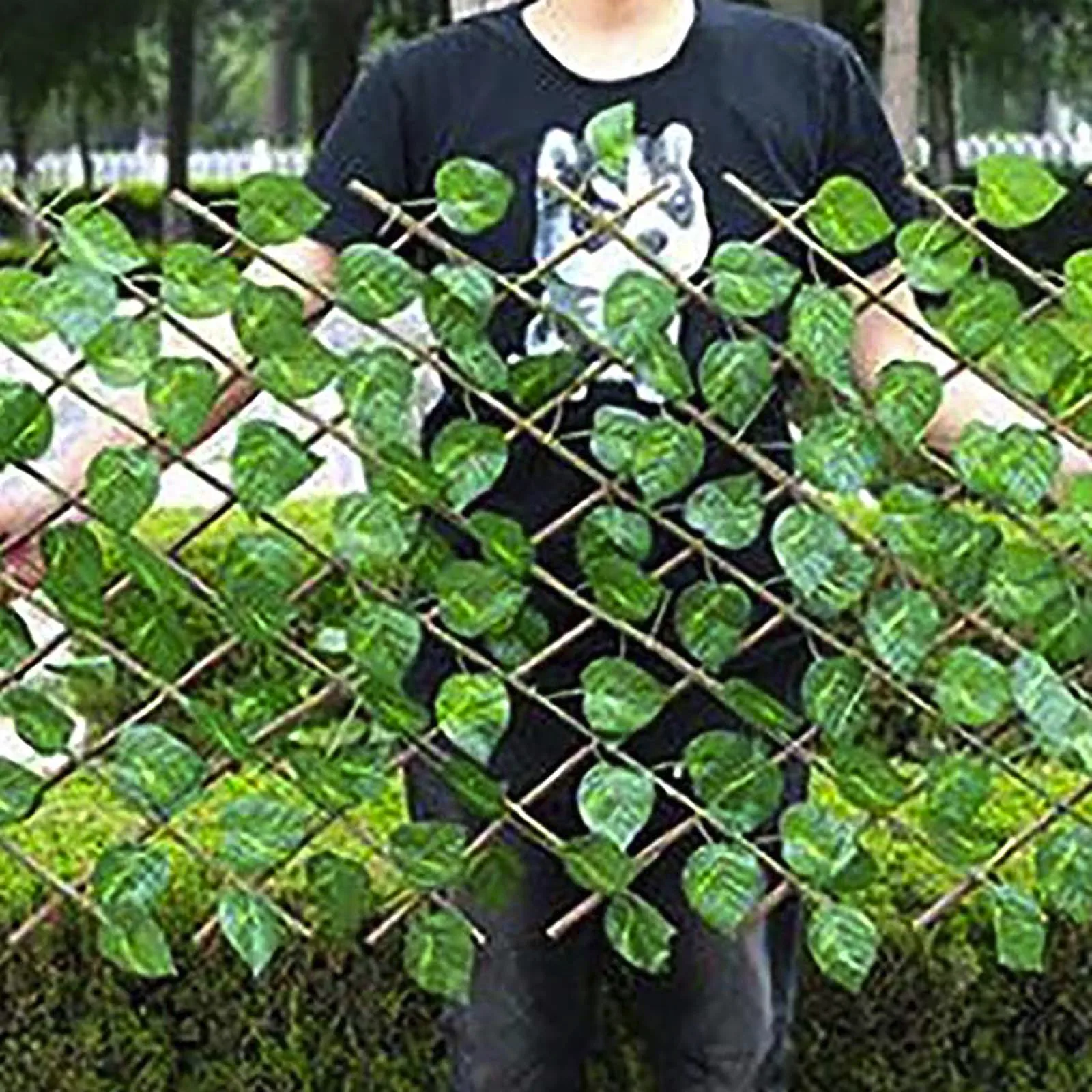 Green Vines Wooden Expandable Faux Privacy Fence Artificial Garden Decoration Fence Uv Protected Privacy Hek Fence Panel#g3