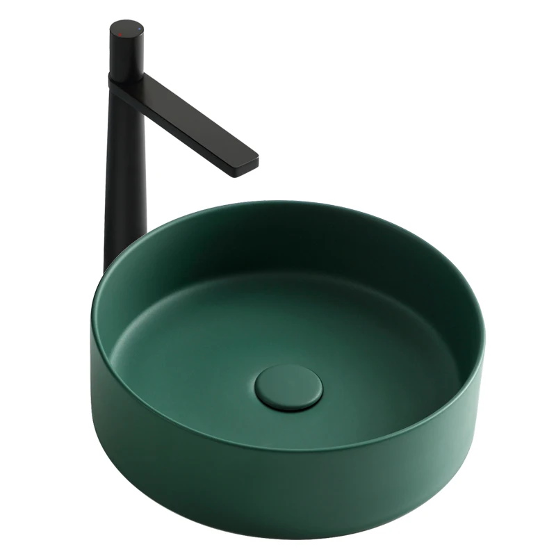 

Bathroom Sink Countertop Sinks Ceramic Wash Basin Household Basin Sink Round Lavabo Small Basin Toilet Sink Green Shampoo Basin
