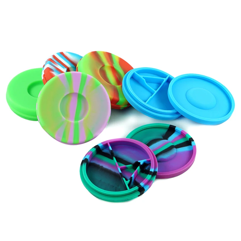 

40ml Silicone Container Smoke Wax Oil Storage Box with 4 Separate Spaces Silicone Storage Round Box Smoking Accessories
