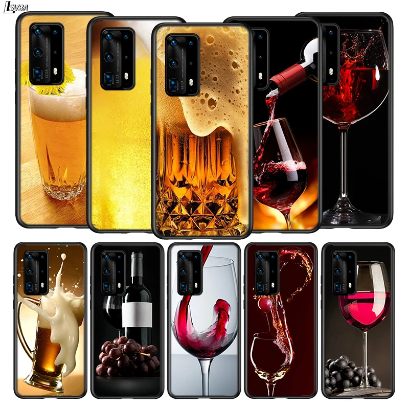 Чехол для телефона Huawei P40 P30 P20 Pro Lite E Plus 5G яркий черный чехол с пивным вином P10 P9 P8 |