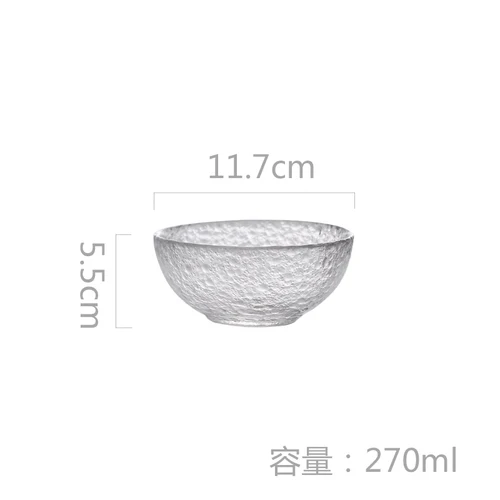 270ml Прозрачная стеклянная Салатница, скраб, холодное блюдо, миска для смешивания, простые домашние и овощные салатницы, фруктовая чашка для закусок, ванночка C122 - Цвет: 270ml