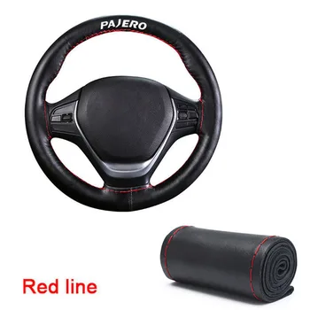

38cm Genuine Leather Auto Car Steering Wheel Cover for Mitsubishi PAJERO Car Decoration With Needles and Thread